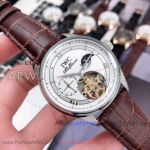 Perfect Replica IWC Portugieser White Tourbillon Moonphase Brown Leather 43mm Men's